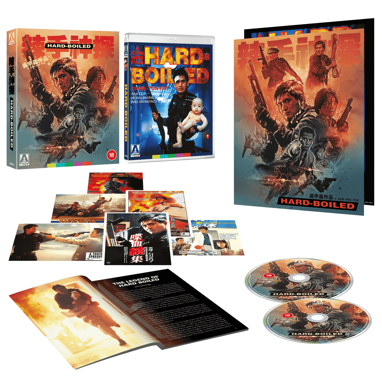 HARD BOILED (1992) bluray with slipcase and bonus bluray disc, poster, booklet and art cards.