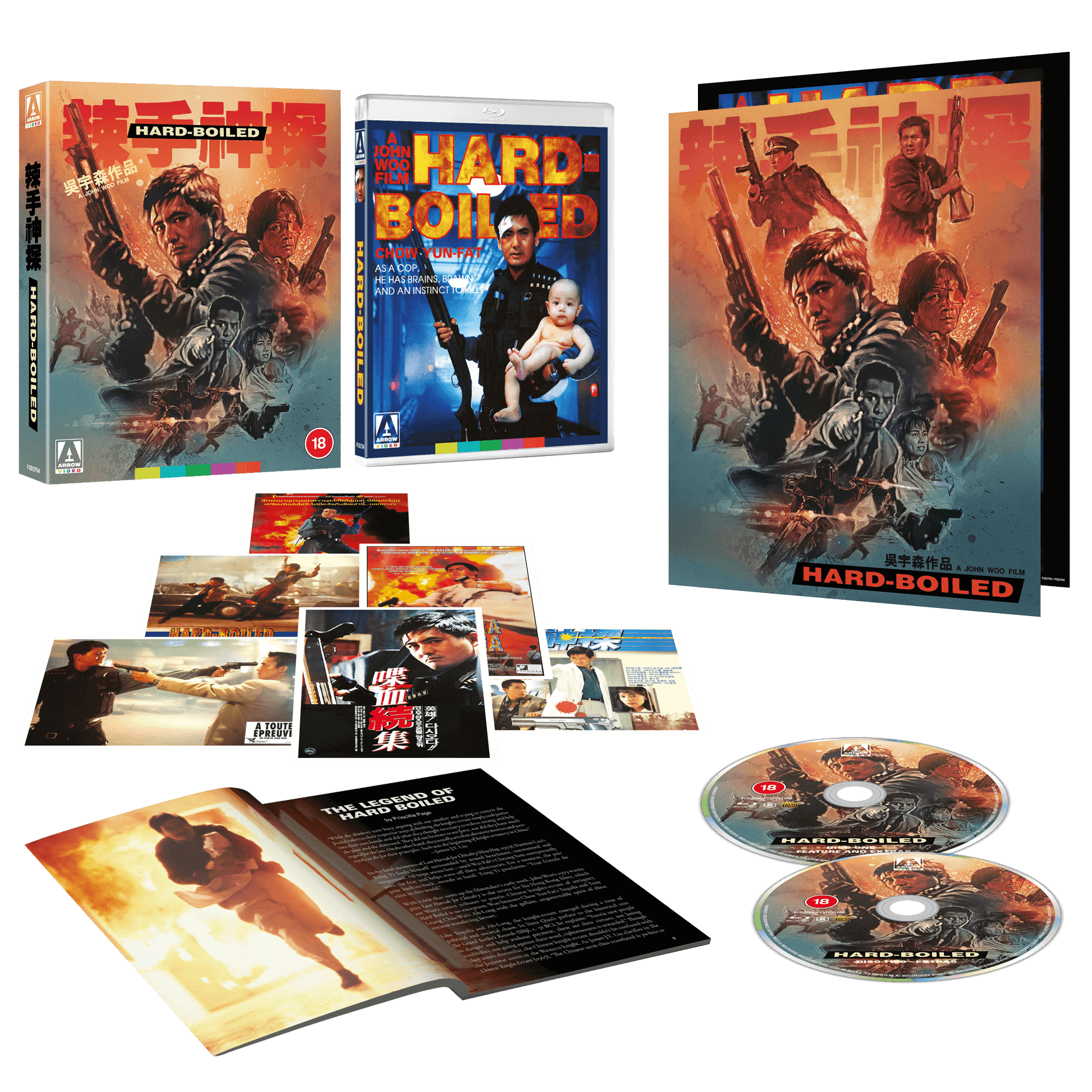 HARD BOILED (1992) bluray with slipcase and bonus bluray disc, poster, booklet and art cards.