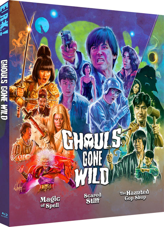 eureka bluray release of GHOULS AND GHOSTS: magic of spell, scared stiff, the haunted cop shop